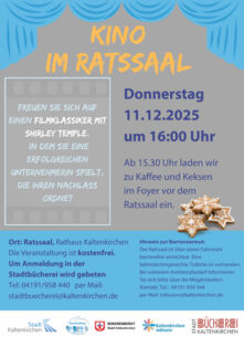 Kino im Ratssaal: Der Seniorenbeirat lädt zu einem Klassiker mit Shirley Temple