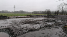 Arbeiten zur Erweiterung des Regenrückhaltebeckens